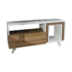 Mobile porta TV Barrali, 90x30 h51 cm, Bianco e Noce<Dmora Flash Sale