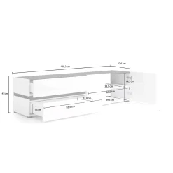 Mobile porta TV Basico, 180x47h43 cm, Bianco lucido e Antracite<Dmora Store