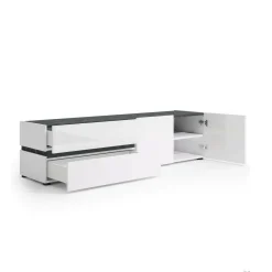 Mobile porta TV Basico, 180x47h43 cm, Bianco lucido e Antracite<Dmora Store