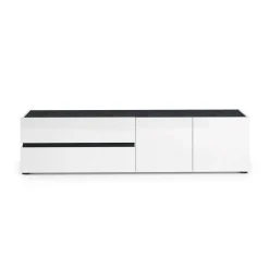 Mobile porta TV Basico, 180x47h43 cm, Bianco lucido e Antracite<Dmora Store
