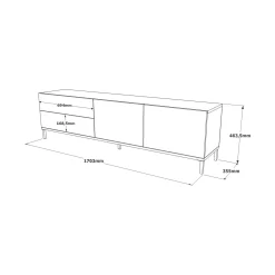 Mobile porta TV Basyang, 170x36h46 cm, Argento e Nero<Dmora Store