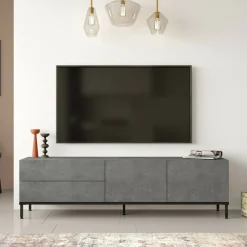 Mobile porta TV Basyang, 170x36h46 cm, Argento e Nero<Dmora Store