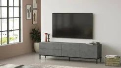 Mobile porta TV Basyang, 170x36h46 cm, Argento e Nero<Dmora Store