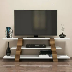 Mobile porta TV Bellagio, 120x34h42 cm, Noce e Bianco<Dmora Store