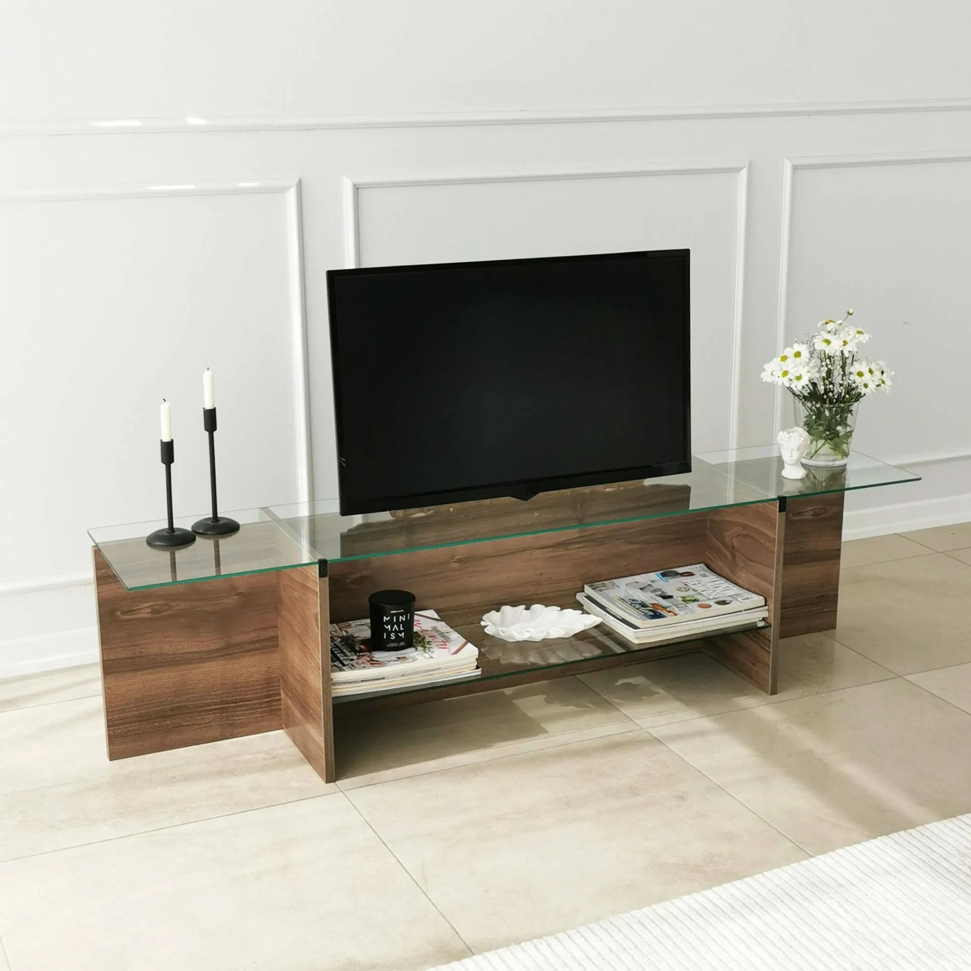 Mobile porta TV Bellano, 158x35h40 cm,<Dmora Shop