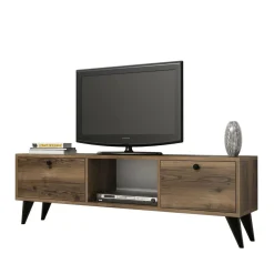 Mobile porta TV Bloem, 138x30 h43 cm, Noce e Nero<Dmora Sale