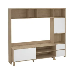 Mobile porta TV Calabria, 48x209 h183 cm, Rovere e Bianco<Dmora Fashion