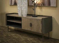 Mobile porta TV Cannon, 150x42 h58 cm, Grigio e Marrone<Dmora Clearance