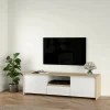 Mobile porta TV Catherine, Credenza da soggiorno, Armadio basso per TV, Base parete attrezzata, 48x179 h52 cm, Rovere e Bianco<Dmora Hot