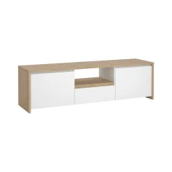 Mobile porta TV Catherine, Credenza da soggiorno, Armadio basso per TV, Base parete attrezzata, 48x179 h52 cm, Rovere e Bianco<Dmora Hot