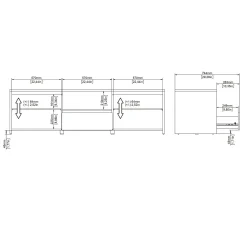 Mobile porta TV Catherine, Credenza da soggiorno, Armadio basso per TV, Base parete attrezzata, 48x179 h52 cm, Rovere e Bianco<Dmora Hot