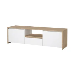 Mobile porta TV Catherine, Credenza da soggiorno, Armadio basso per TV, Base parete attrezzata, 48x179 h52 cm, Rovere e Bianco<Dmora Hot