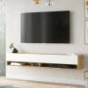 Mobile porta TV Compasso, 180x32h29 cm, Quercia e Bianco<Dmora New