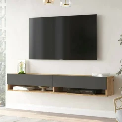 Mobile porta TV Compasso, 180x32h29 cm, Quercia e Antracite<Dmora Cheap