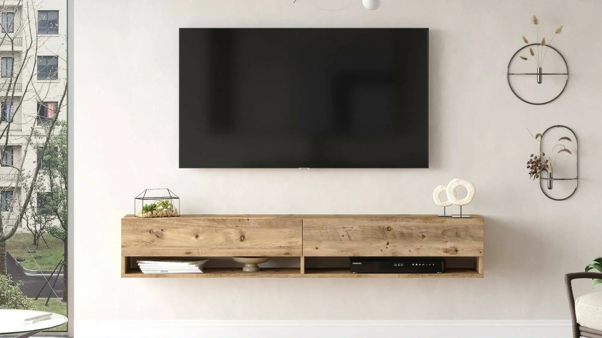 Mobile porta TV Compasso, 180x32h29 cm,<Dmora Best