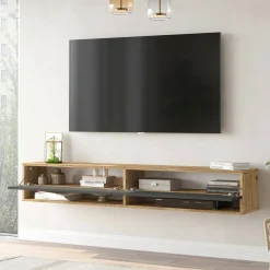 Mobile porta TV Compasso, 180x32h29 cm, Quercia e Antracite<Dmora Cheap