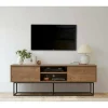 Mobile porta TV Corinna, Noce e Nero, 140x40h50 cm<Dmora New