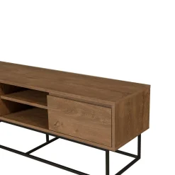 Mobile porta TV Corinna, Noce e Nero, 140x40h50 cm<Dmora New