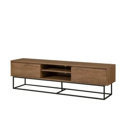 Mobile porta TV Corinna, Noce e Nero, 180x40h50 cm<Dmora Cheap