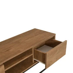 Mobile porta TV Corinna, Noce e Nero, 140x40h50 cm<Dmora New