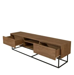 Mobile porta TV Corinna, Noce e Nero, 180x40h50 cm<Dmora Cheap