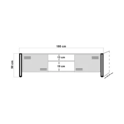 Mobile porta TV Cyprien, Quercia e Nero, 180x45h50 cm<Dmora Sale