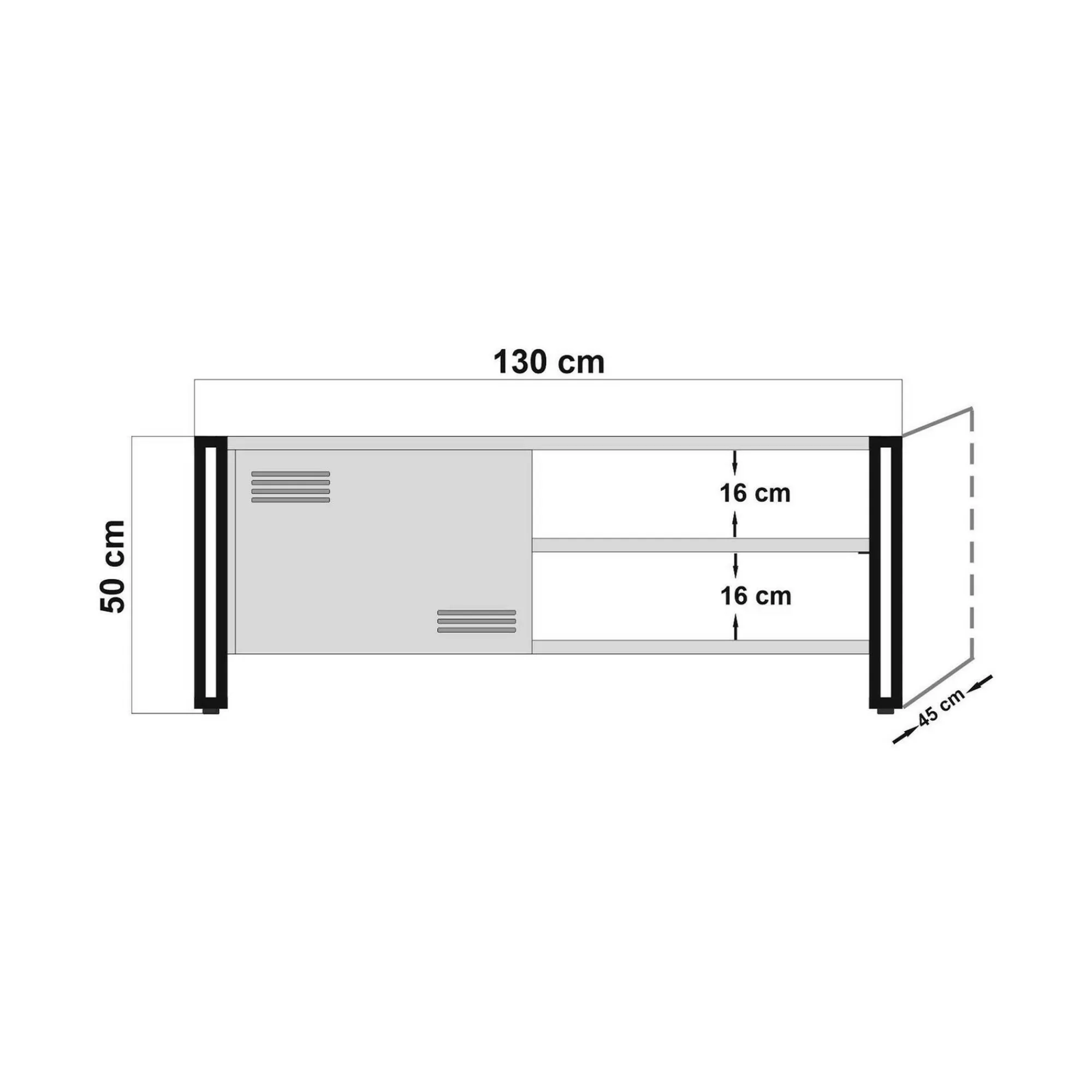 Mobile porta TV Cyprien, Quercia e Nero, 130x45h50 cm<Dmora Best Sale