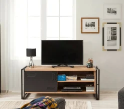 Mobile porta TV Cyprien, Quercia e Nero, 130x45h50 cm<Dmora Best Sale
