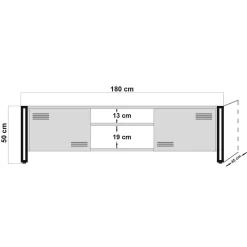 Mobile porta TV Cyprien, Quercia e Nero, 180x45h50 cm<Dmora Sale