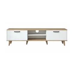 Mobile porta TV Daba, 180x35h49 cm, Bianco e Noce<Dmora Cheap