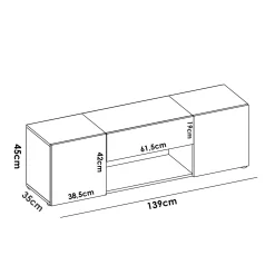 Mobile porta TV Dacciar, 138x35h45 cm, Bianco e Rovere Nodi<Dmora Best Sale