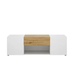 Mobile porta TV Dacciar, 138x35h45 cm, Bianco e Rovere Nodi<Dmora Best Sale