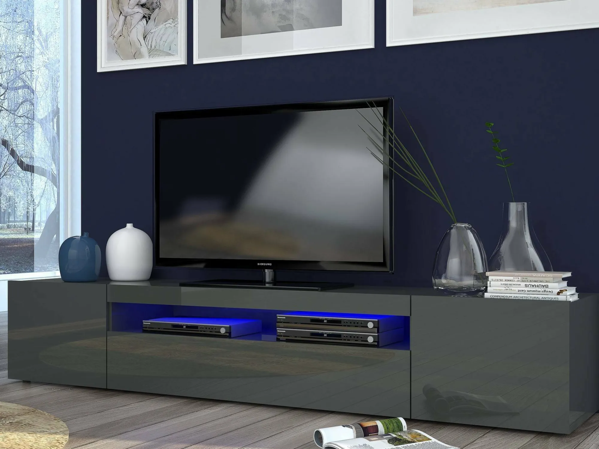 Mobile porta TV Dafrim, , con luce LED<Dmora Online