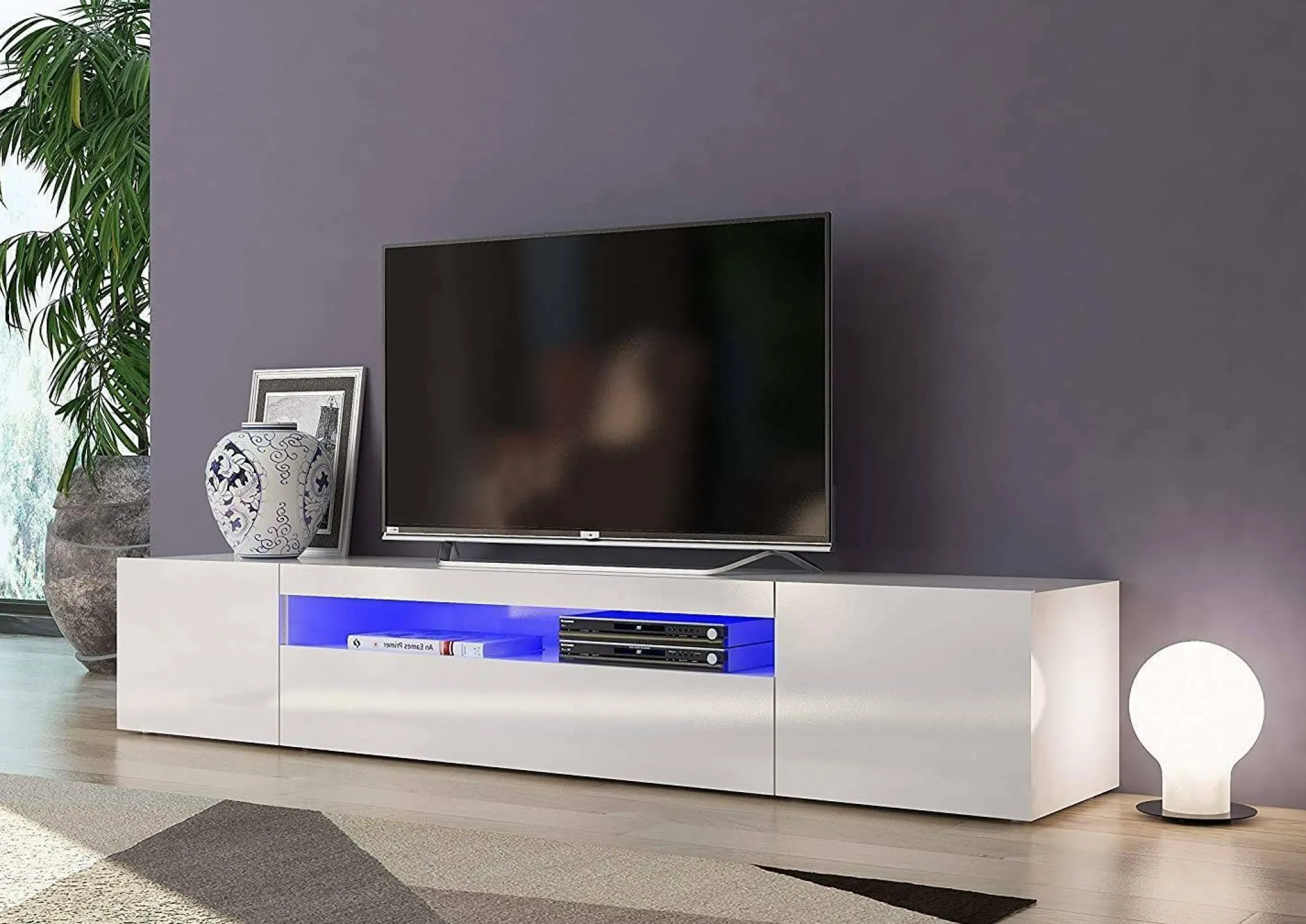 Mobile porta TV Dafrim, , con luce LED<Dmora Hot