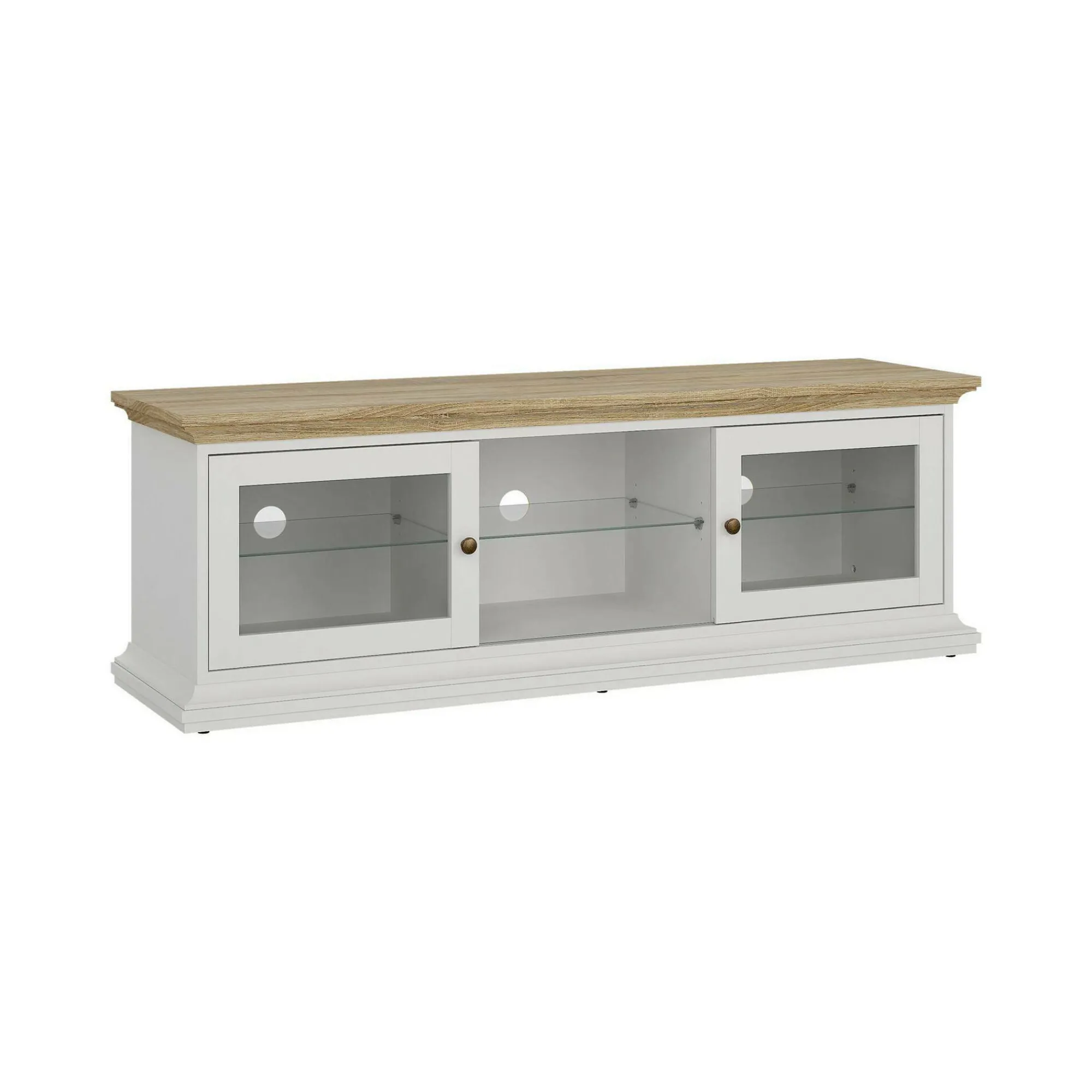 Mobile porta TV Damrey, 149x42 h51 cm, Bianco e Quercia<Dmora Hot