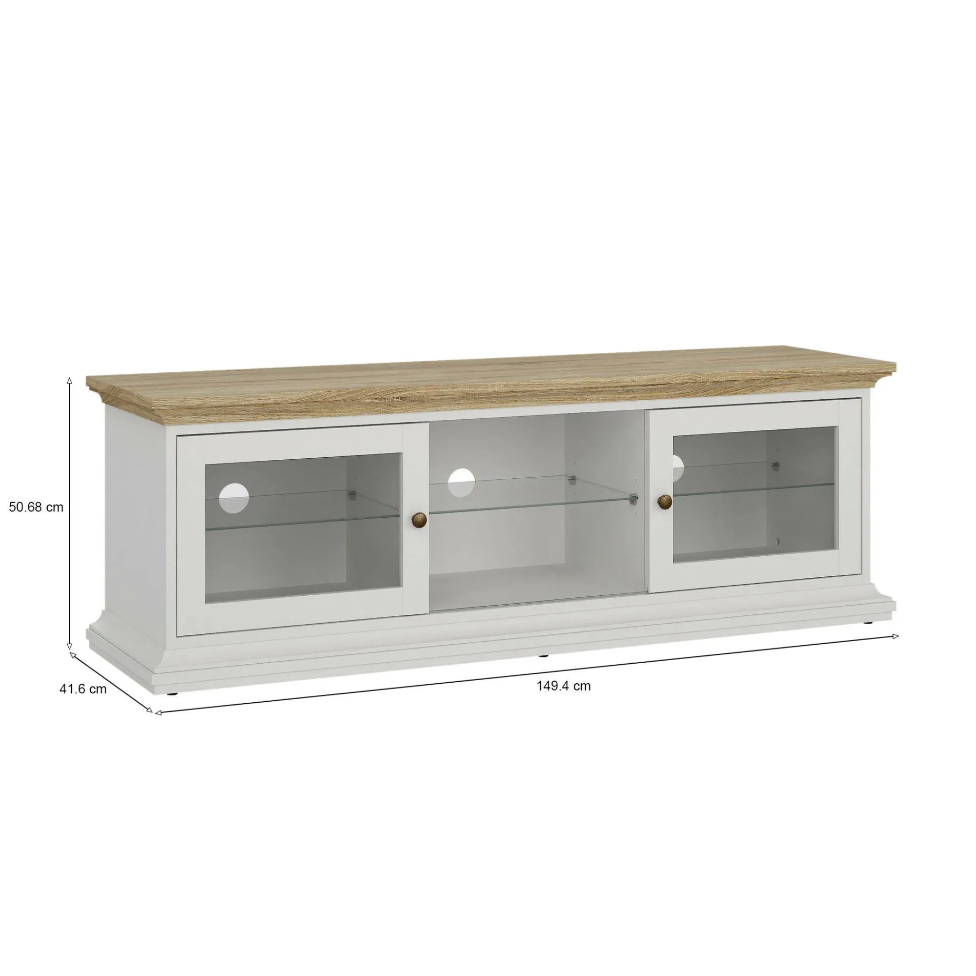 Mobile porta TV Damrey, 149x42 h51 cm, Bianco e Quercia<Dmora Hot