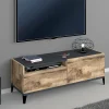 Mobile porta TV Darcar, cm 120x40h47, Ardesia e Acero<Dmora Shop