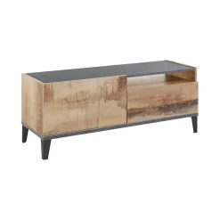 Mobile porta TV Darcar, cm 120x40h47, Ardesia e Acero<Dmora Shop