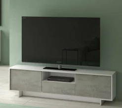Mobile porta TV Darrighin, 170x42h48 cm, Bianco e Cemento<Dmora Sale