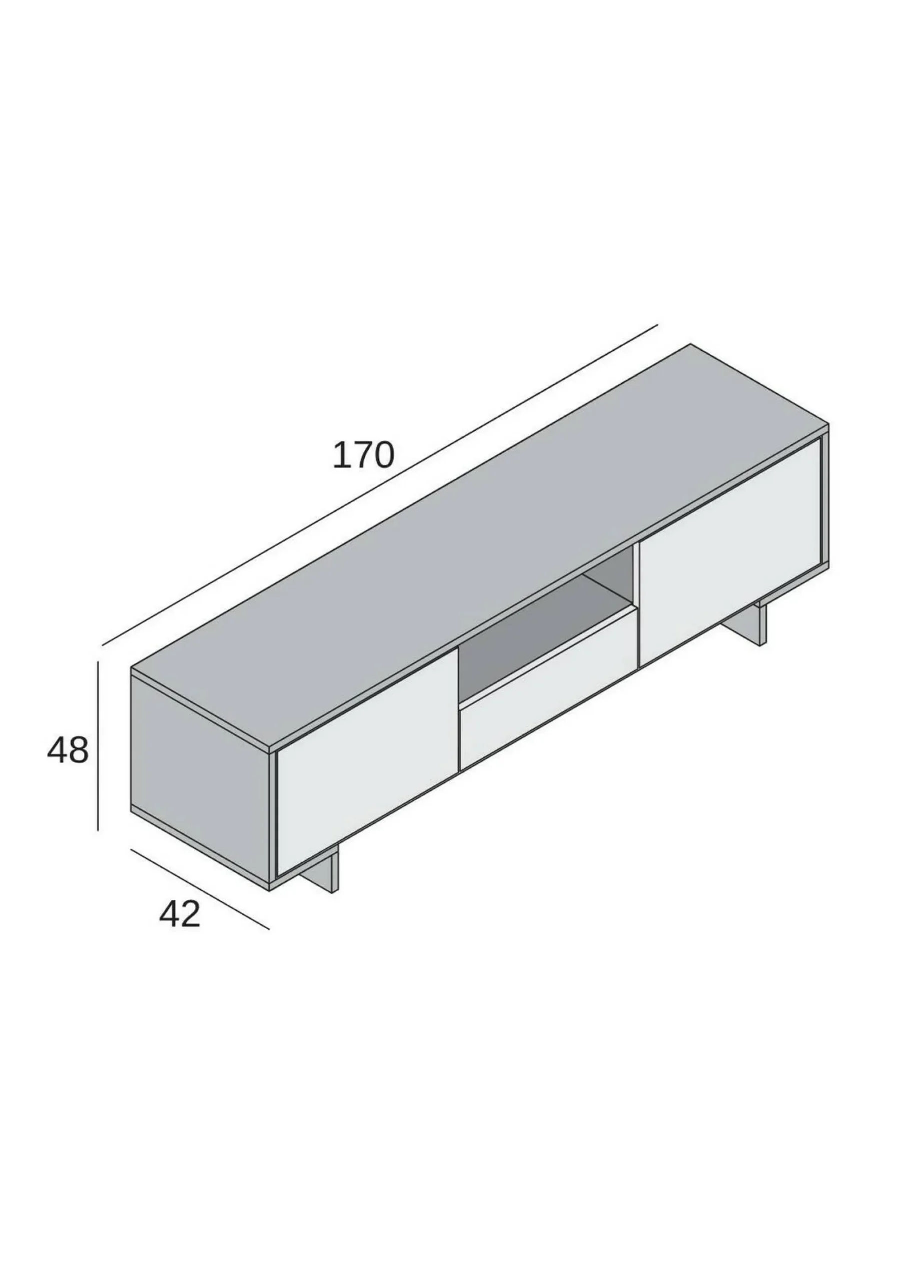 Mobile porta TV Darrighin, 170x42h48 cm, Bianco e Cemento<Dmora Sale
