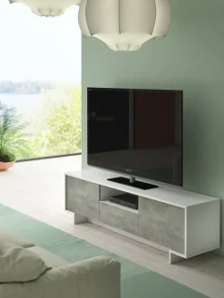 Mobile porta TV Darrighin, 170x42h48 cm, Bianco e Cemento<Dmora Sale