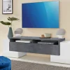 Mobile porta TV Dbasi, cm 170x45h45, Bianco lucido e Ardesia<Dmora Online