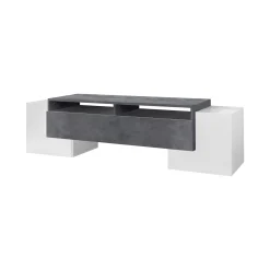 Mobile porta TV Dbasi, cm 170x45h45, Bianco lucido e Ardesia<Dmora Online