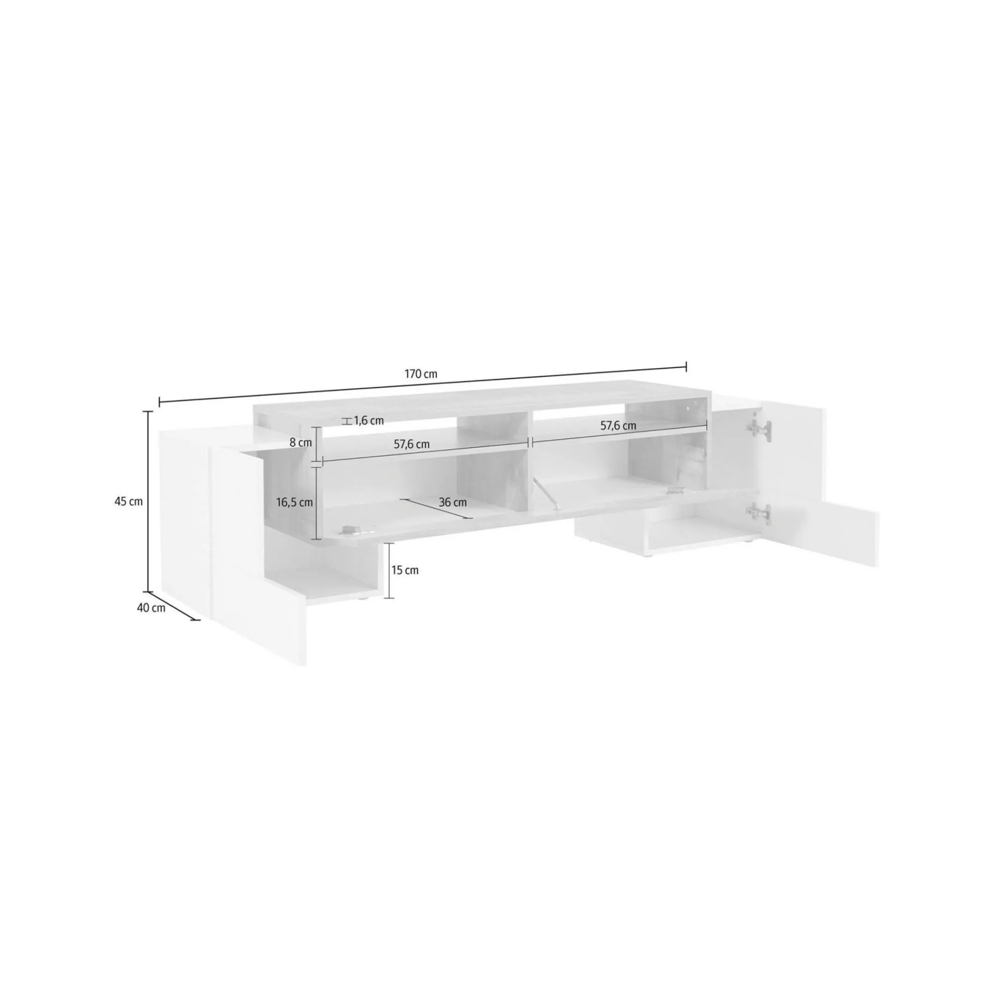 Mobile porta TV Dbasi, cm 170x45h45,<Dmora Outlet