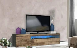 Mobile porta TV Dbele, Ardesia e Acero, con luce LED<Dmora Hot