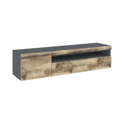 Mobile porta TV Dbele, Ardesia e Acero, con luce LED<Dmora Hot