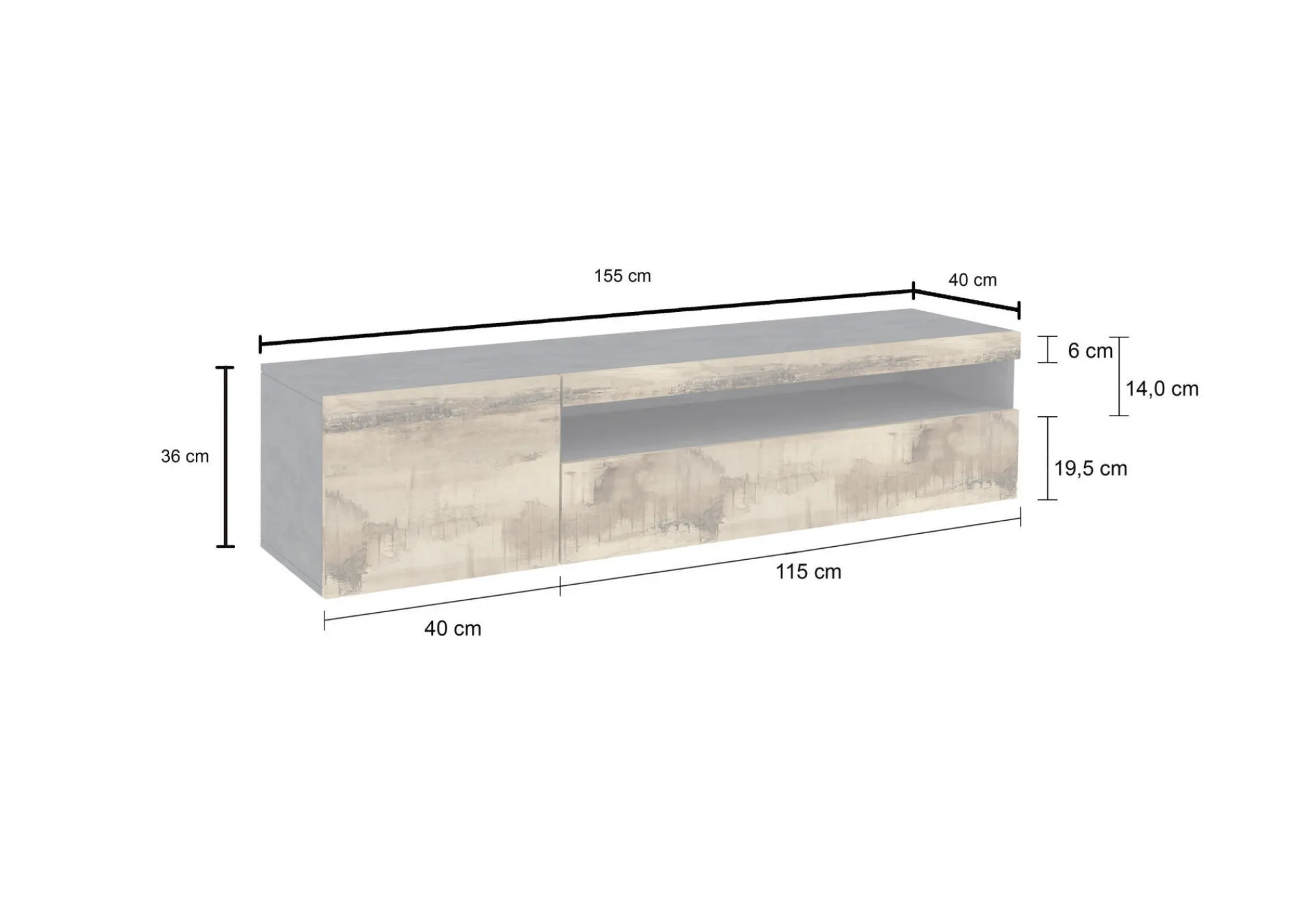 Mobile porta TV Dbele, Ardesia e Acero, con luce LED<Dmora Hot