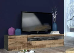 Mobile porta TV Dbele, cm 150x40h37, Ardesia e Acero<Dmora Best Sale