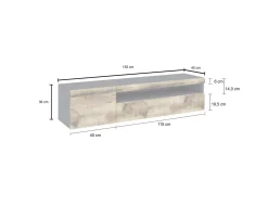 Mobile porta TV Dbele, cm 150x40h37, Ardesia e Acero<Dmora Best Sale