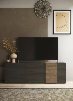 Mobile porta TV Dbrow, 181x44 h59 cm, Ardesia e Noce<Dmora Online